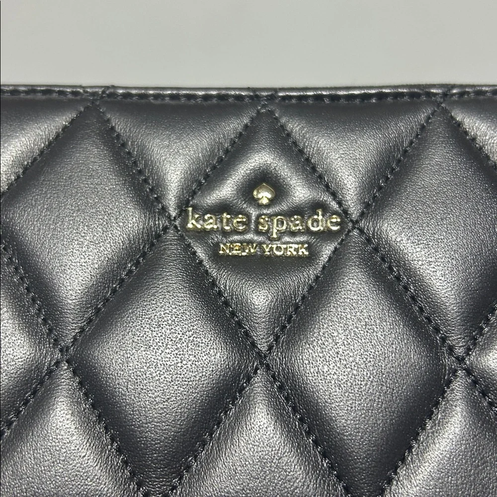 Kate Spade New York Black Diamond Quilted Pattern Leather Wallet